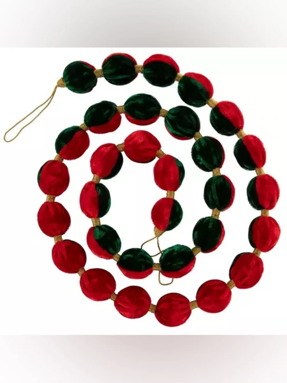 (2) Green & Red Velvet Ball Garland